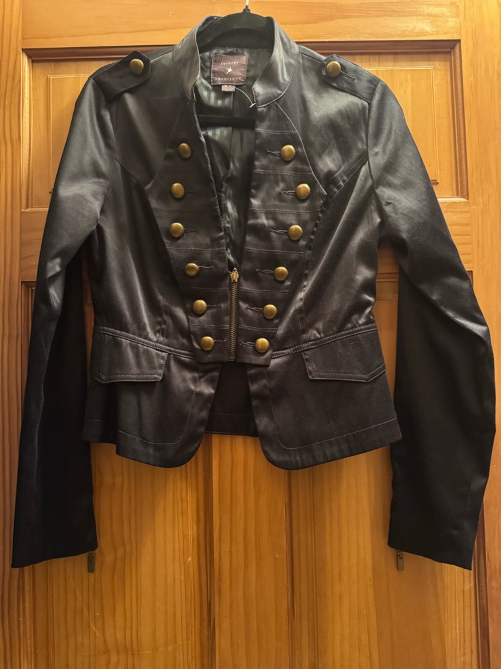 Forever 21 Black Military-Style Blazer with Brass Buttons